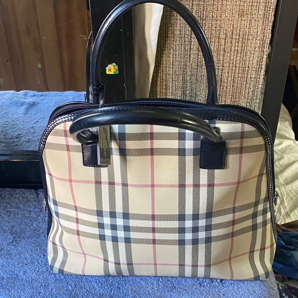 Burberry Tan and Black Plaid Satchel  authentic Burberry bag - Picture 5 of 13
